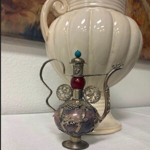 Antique vintage Asian Tibet Dragon Pattern Silver Teapot